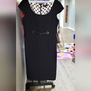 Tahari size 6 black belted dress